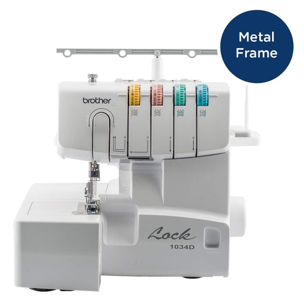 BROTHER SERGER, 1034D, HEAVY-DUTY METAL FRAME OVERLOCK MACHINE, WHITE