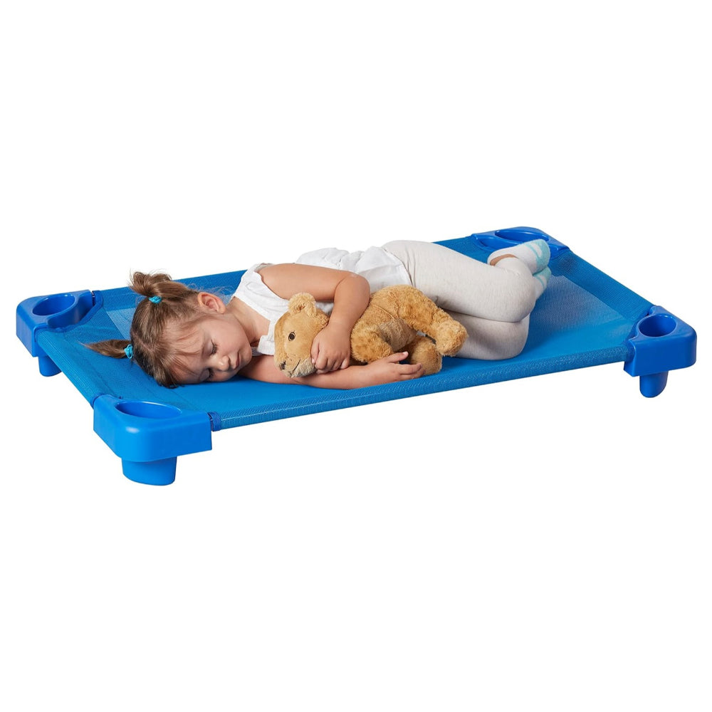 ECR4KIDS ELR-16114 TODDLER NAPTIME COT, STACKABLE (SET OF 6), BLUE