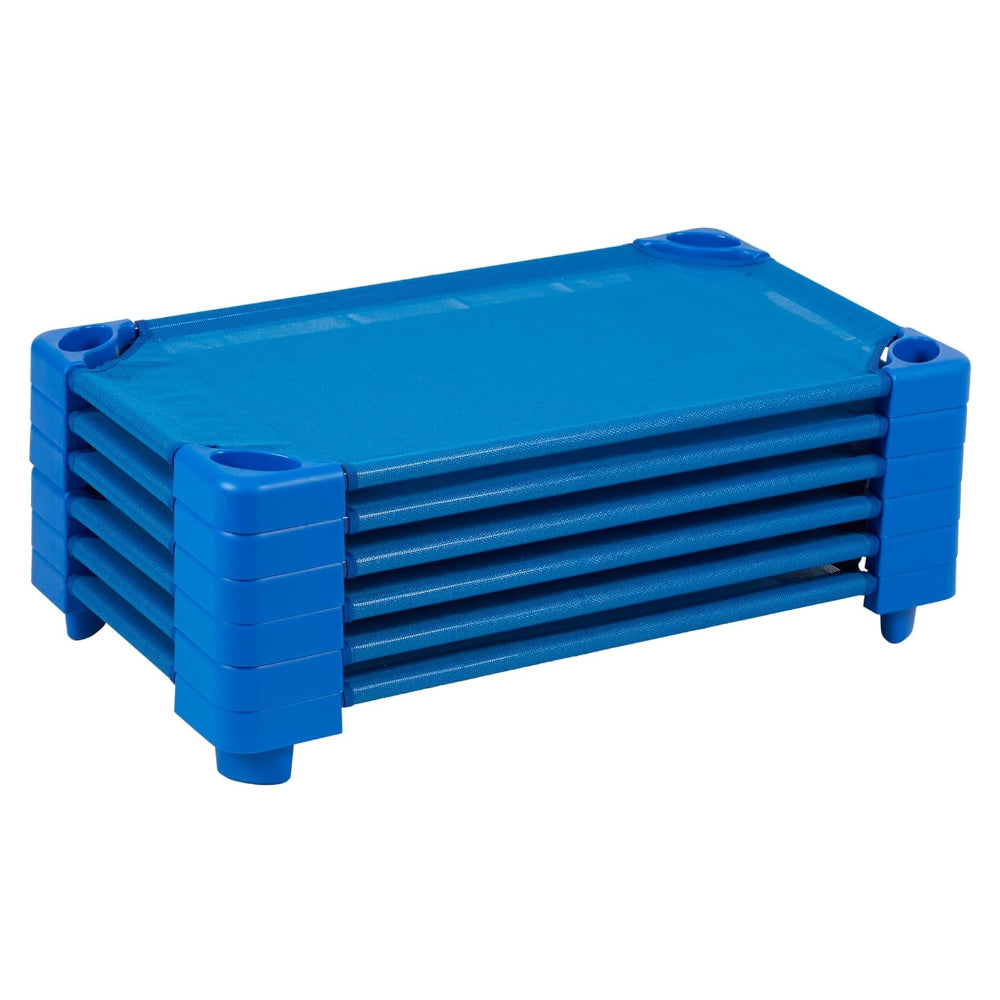 ECR4KIDS ELR-16114 TODDLER NAPTIME COT, STACKABLE (SET OF 6), BLUE