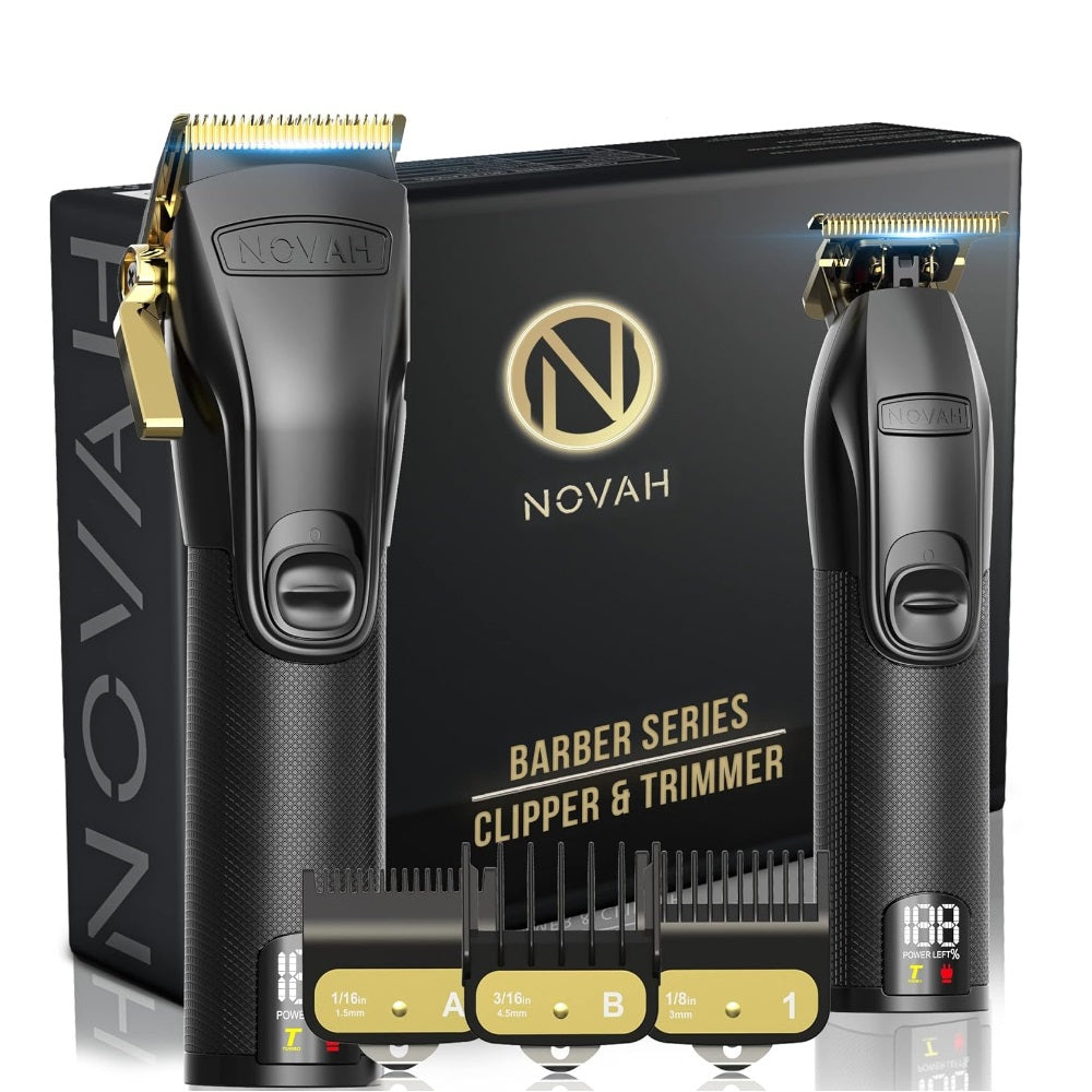 NOVAH PROFESSIONAL HAIR CLIPPERS AND TRIMMER SET – BLACK & GOLD