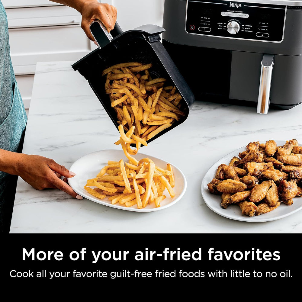 NINJA FOODI 10 QUART DUALZONE 6-IN-1 AIR FRYER: 2 BASKETS, SMART FINISH, GREY