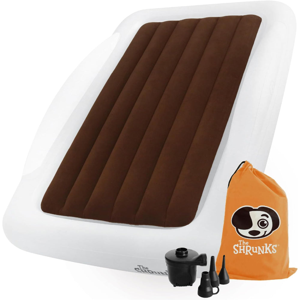 THE SHRUNKS TODDLER TRAVEL BED: PORTABLE INFLATABLE AIR MATTRESS WITH ELECTRIC PUMP