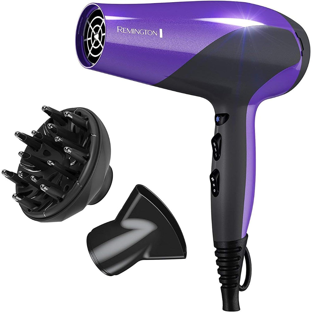 REMINGTON HAIR DRYER: DAMAGE PROTECTION, CERAMIC + IONIC + TOURMALINE TECH, BLACK, 3 PIECE