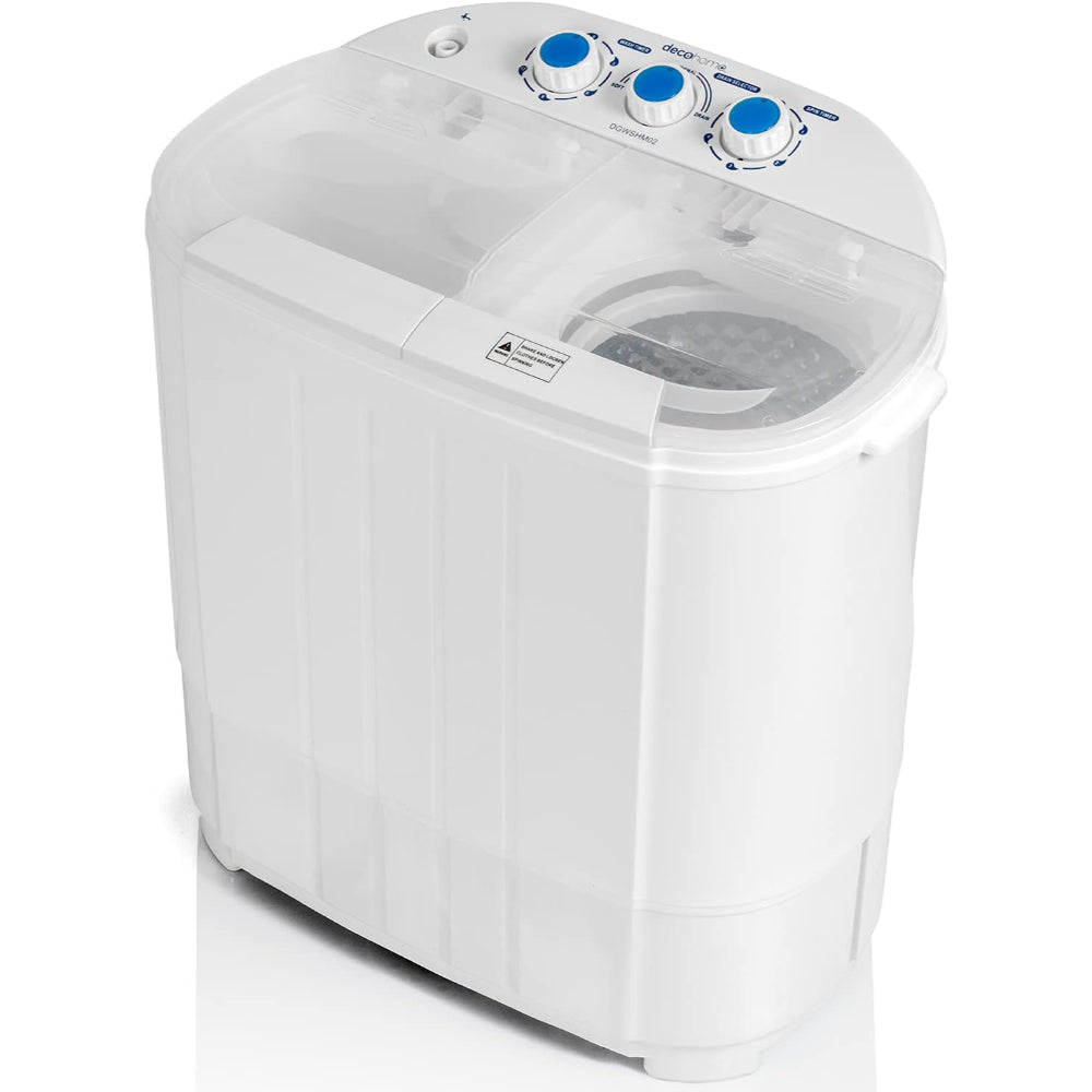 PORTABLE TWIN TUB WASHING MACHINE, BUILT-IN DRAINAGE, FOR DORMS, APARTMENTS, ETC.