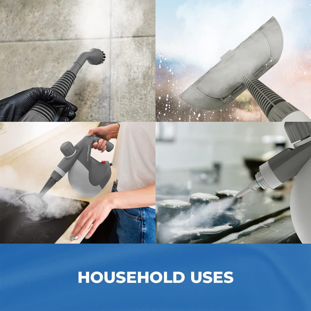 PURSTEAM HANDHELD PRESSURIZED STEAM CLEANER WITH 9 MULTI SURFACE CLEANING TOOLS