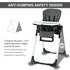 INFANS HIGH CHAIR, FOLDABLE, ADJUSTABLE BACKREST / FOOTREST / SEAT HEIGHT, REMOVEABLE TRAY