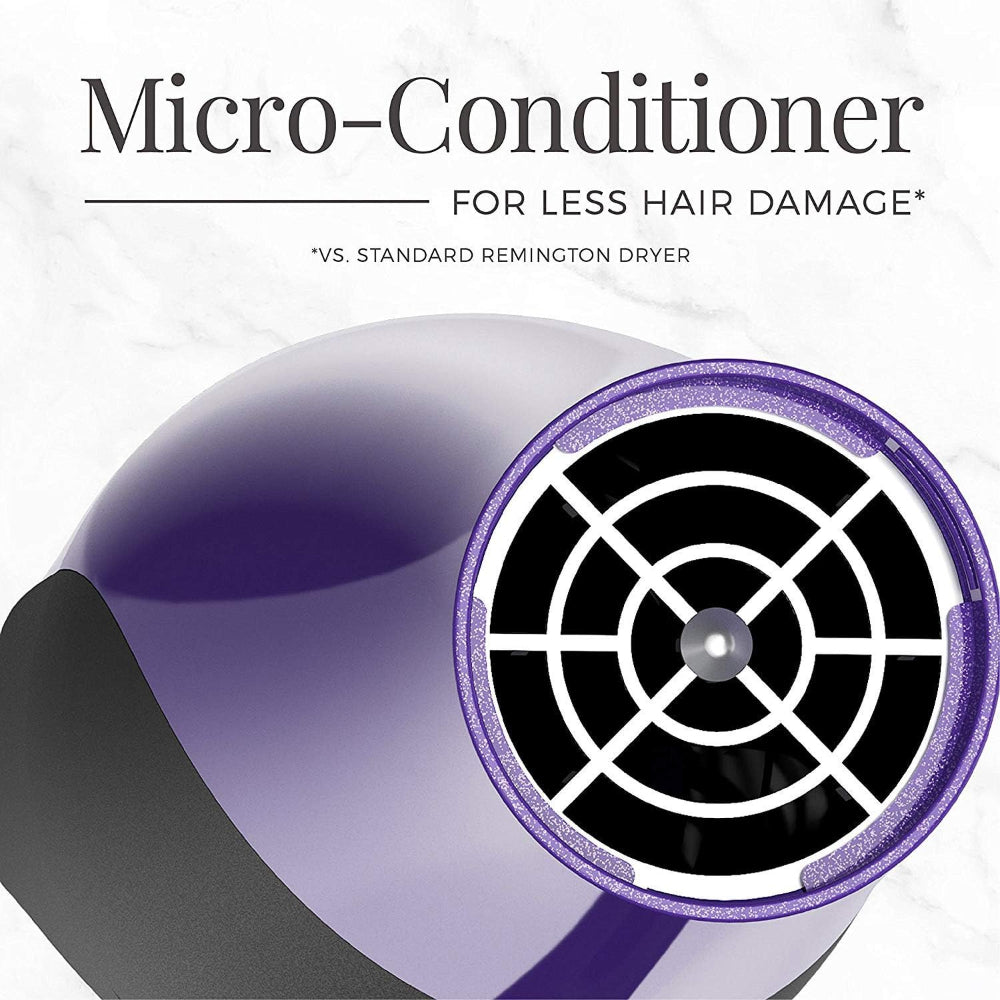 REMINGTON HAIR DRYER: DAMAGE PROTECTION, CERAMIC + IONIC + TOURMALINE TECH, BLACK, 3 PIECE