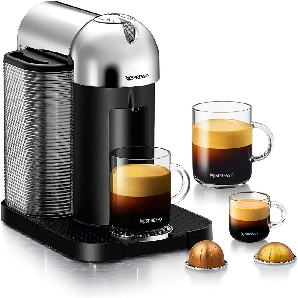 NESPRESSO VERTUO COFFEE AND ESPRESSO MACHINE BY BREVILLE, 5 CUPS, CHROME