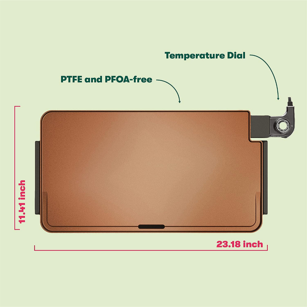 BELLA XL ELECTRIC GRIDDLE, NON-STICK COATING, CERAMIC TITANIUM, EASY CLEAN, 12" X 22