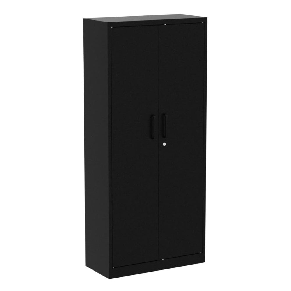 YIZOSH METAL GARAGE STORAGE CABINET WITH 2 DOORS AND 5 ADJUSTABLE SHELVES – 71 INCH, BLACK