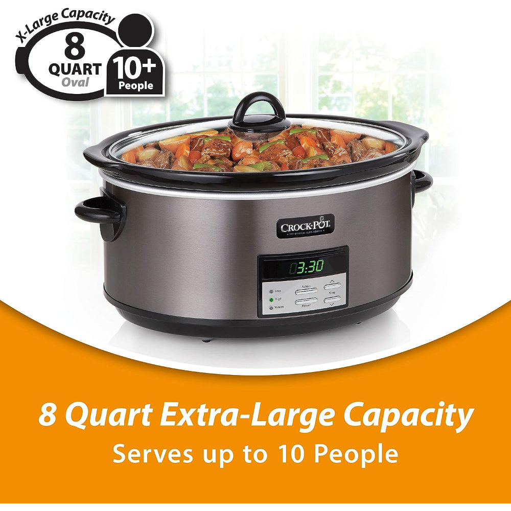 CROCK-POT SLOW COOKER: BRAND NEW, BLACK STAINLESS STEEL