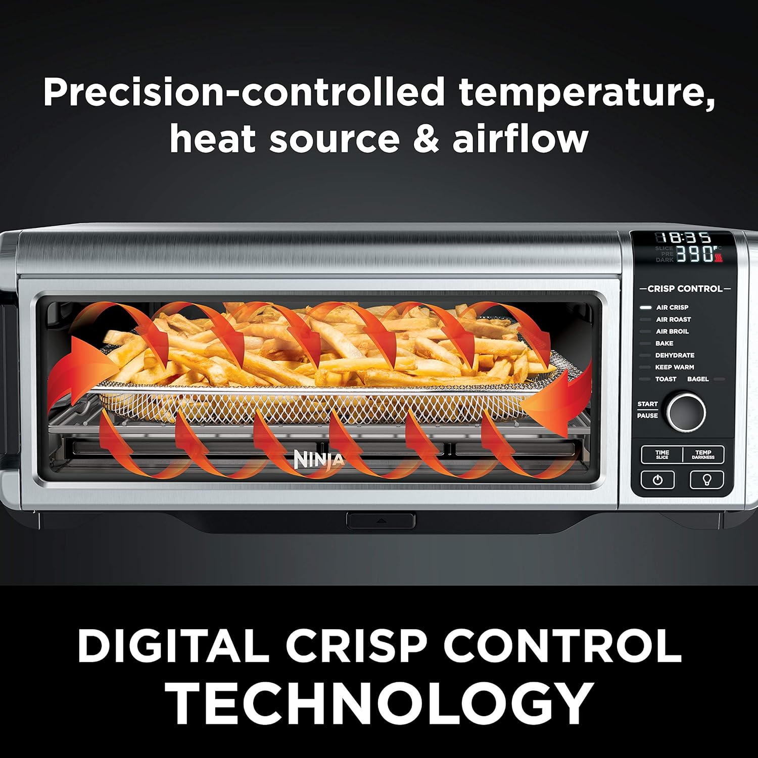 NINJA SP101 DIGITAL AIR FRY COUNTERTOP OVEN, 8-IN-1 FUNCTIONALITY, WITH AIR FRY BASKET, WIRE RACK & CRUMB TRAY, SILVER