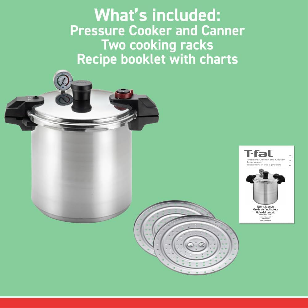 T-FAL PRESSURE COOKER, 3 PSI SETTINGS, 22 QT, SILVER