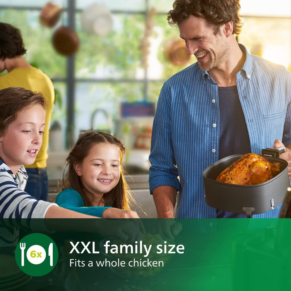 PHILIPS PREMIUM AIRFRYER XXL, FAT REMOVAL & RAPID AIR TECHNOLOGY, 3LB / 7QT, KEEP WARM MODE, 5 COOKING PRESETS, BLACK (HD9650 / 96)