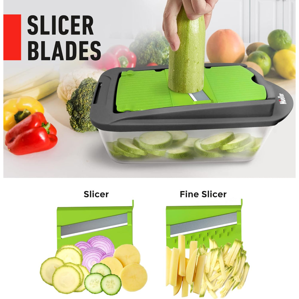 MUELLER PRO-SERIES 8-IN-1 VEGETABLE CHOPPER & SPIRALIZER WITH CONTAINER