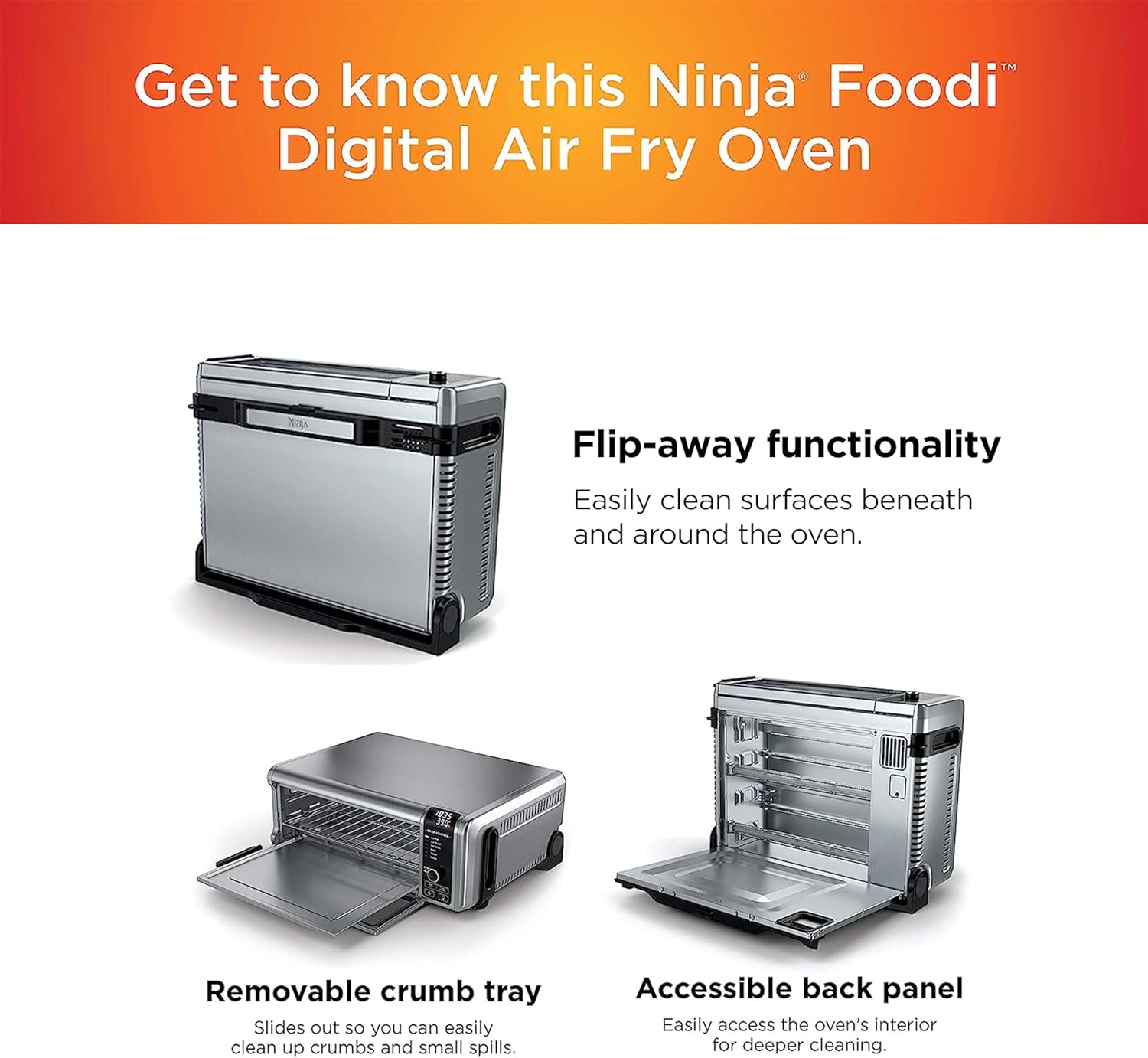 NINJA SP101 DIGITAL AIR FRY COUNTERTOP OVEN, 8-IN-1 FUNCTIONALITY, WITH AIR FRY BASKET, WIRE RACK & CRUMB TRAY, SILVER