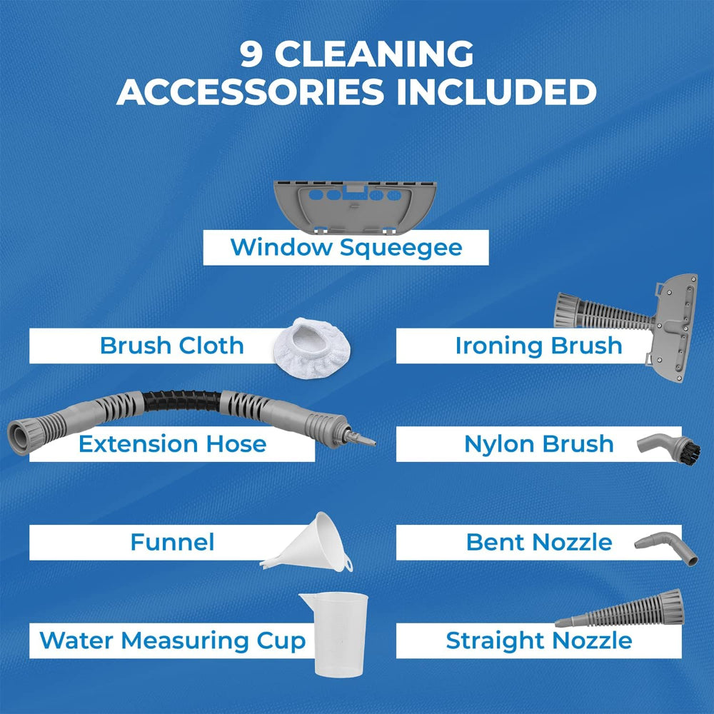 PURSTEAM HANDHELD PRESSURIZED STEAM CLEANER WITH 9 MULTI SURFACE CLEANING TOOLS