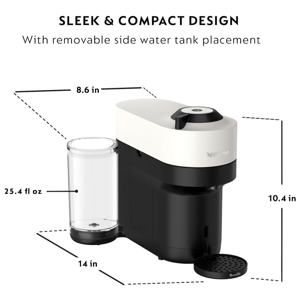NESPRESSO VERTUO POP+ COFFEE AND ESPRESSO MAKER BY BREVILLE, COCONUT WHITE