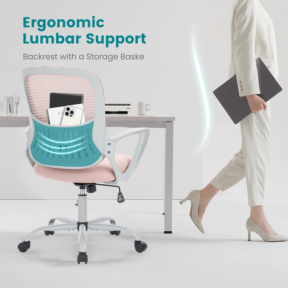 SMUG ERGONOMIC MID-BACK MESH OFFICE CHAIR WITH LUMBAR SUPPORT