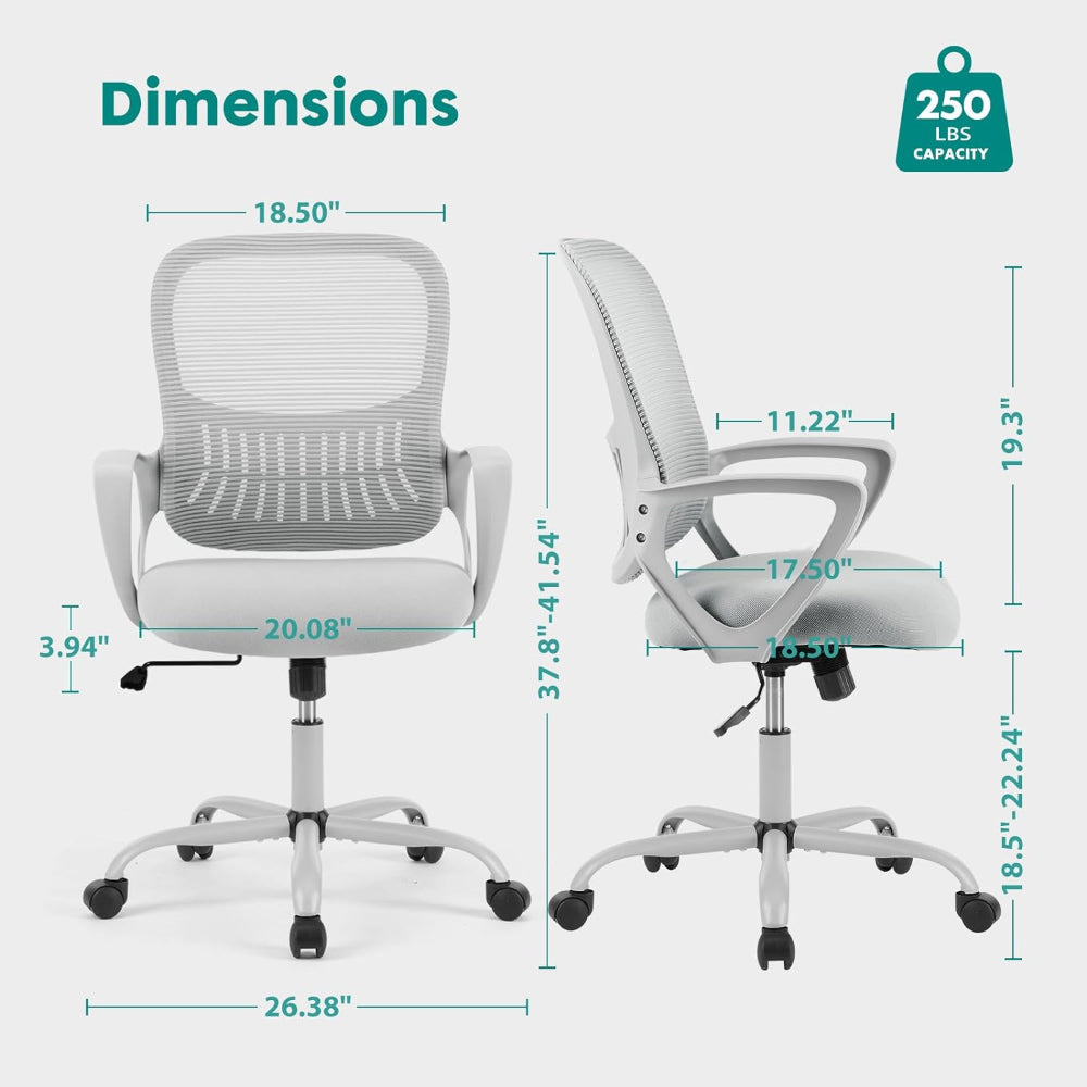 SMUG ERGONOMIC MID-BACK MESH OFFICE CHAIR WITH LUMBAR SUPPORT