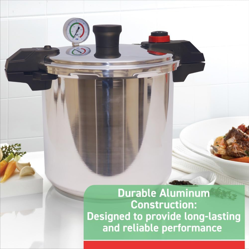 T-FAL PRESSURE COOKER, 3 PSI SETTINGS, 22 QT, SILVER