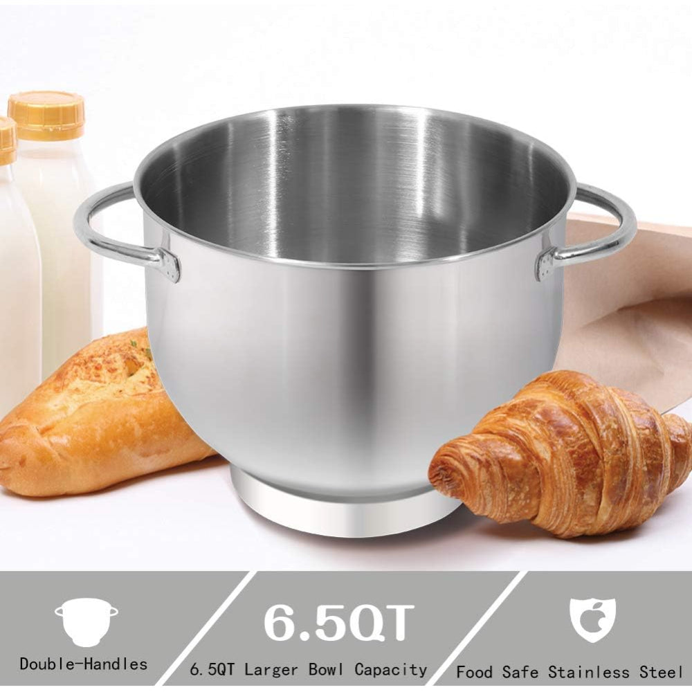 AUCMA STAND MIXER, 6.5-QT 660W, 6-SPEED TILT-HEAD FOOD MIXER, DOUGH HOOK, WIRE WHIP & BEATER