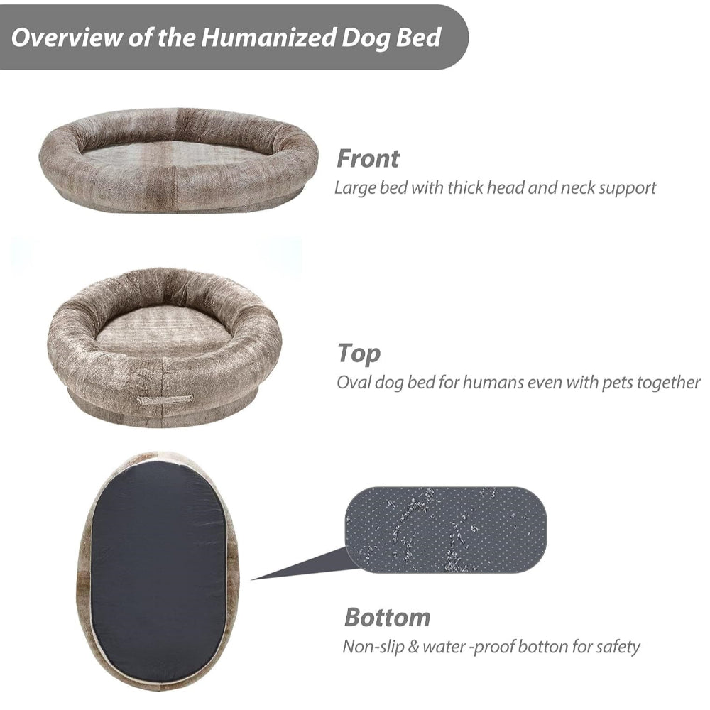 LARGE HUMAN DOG BED WITH BLANKET, BROWN
