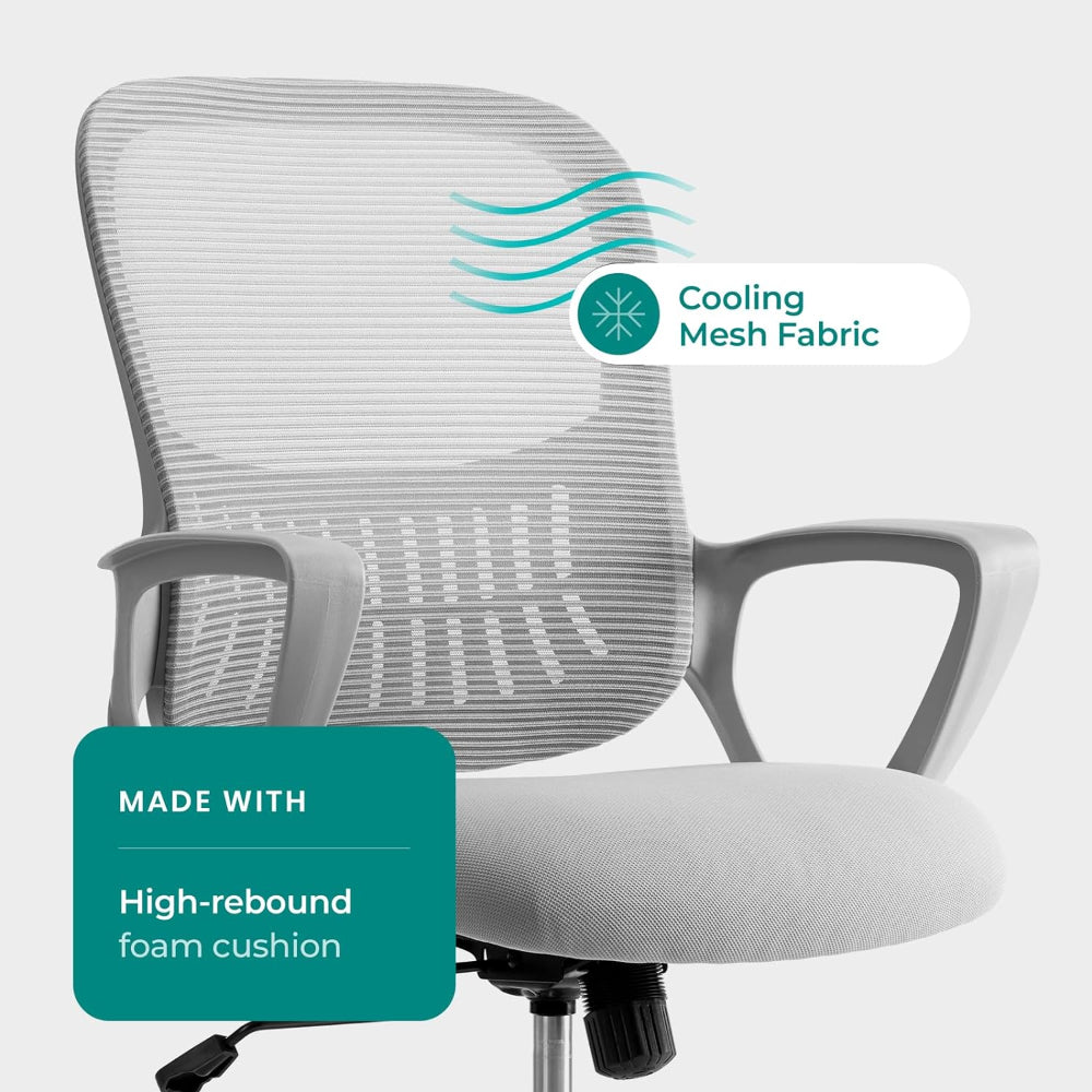 SMUG ERGONOMIC MID-BACK MESH OFFICE CHAIR WITH LUMBAR SUPPORT