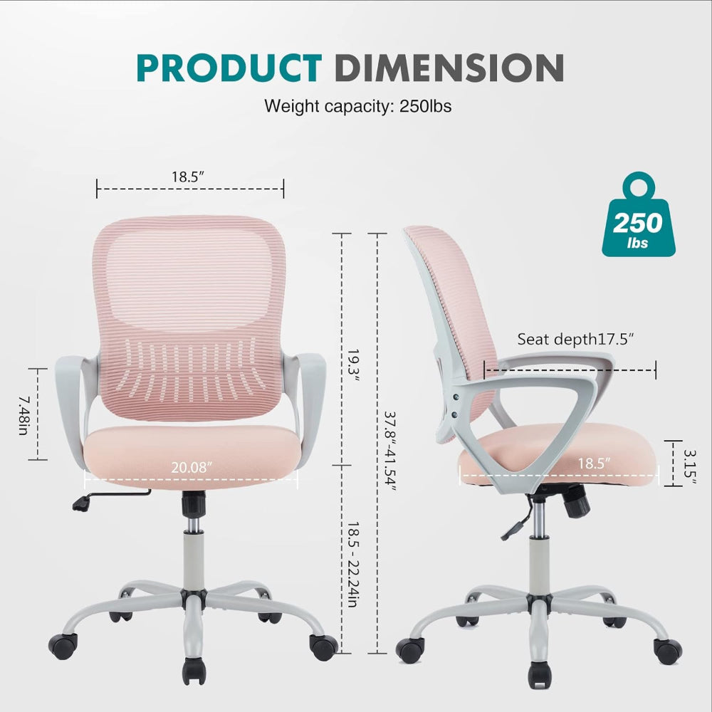 SMUG ERGONOMIC MID-BACK MESH OFFICE CHAIR WITH LUMBAR SUPPORT