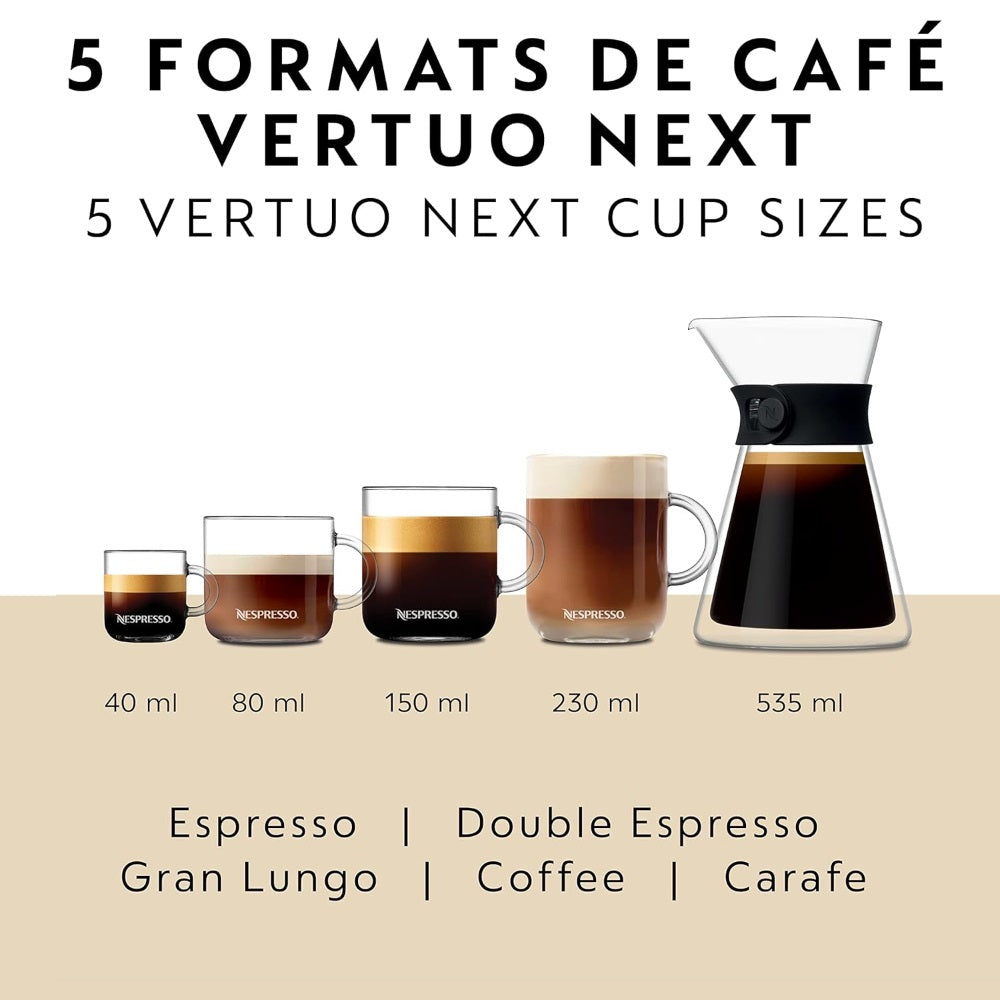 NESPRESSO VERTUO NEXT COFFEE AND ESPRESSO MACHINE WITH AEROCCINO FROTHER BY BREVILLE, MATTE BLACK