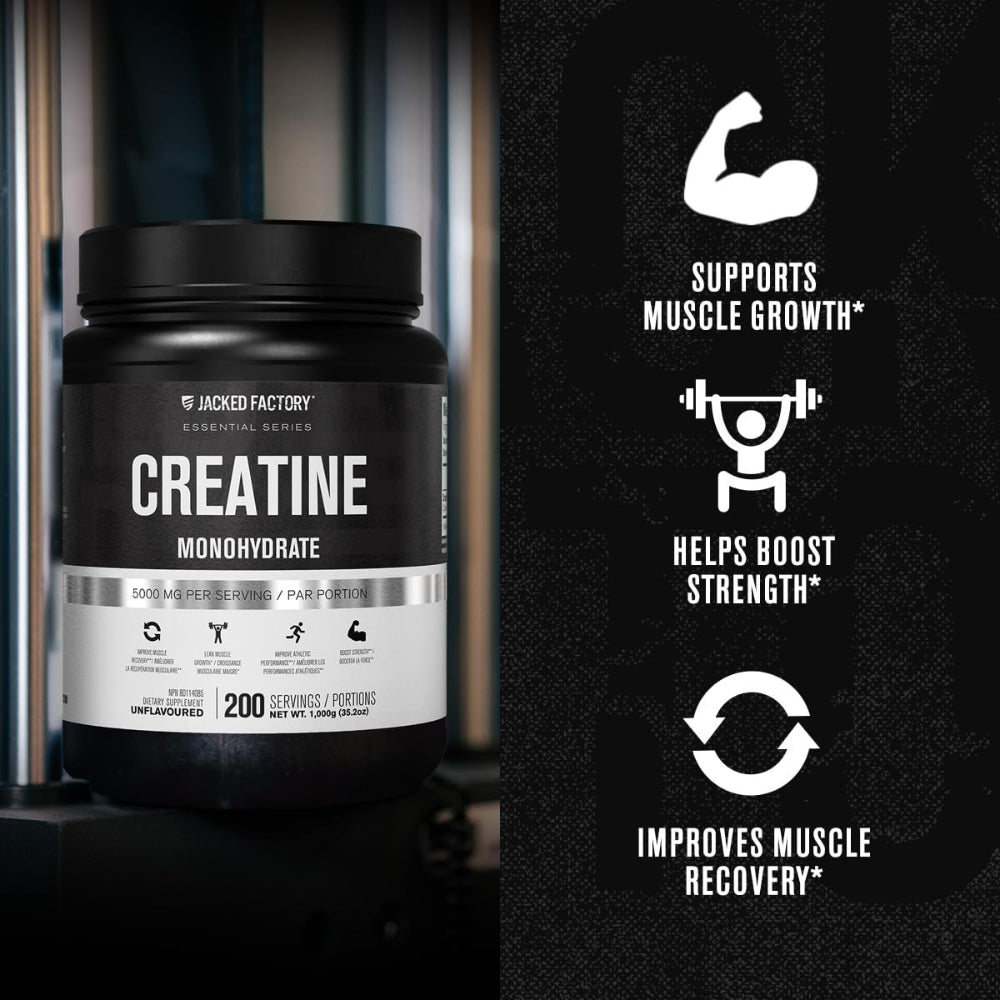 JACKED FACTORY CREATINE MONOHYDRATE POWDER 1000G - CREATINE SUPPLEMENT FOR MUSCLE GROWTH