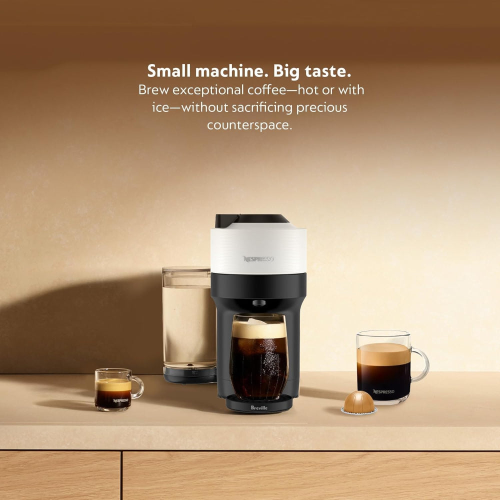 NESPRESSO VERTUO POP+ COFFEE AND ESPRESSO MAKER BY BREVILLE, COCONUT WHITE