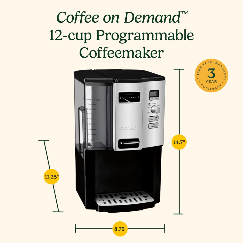 CUISINART DCC-3000 COFFEE-ON-DEMAND 12-CUP PROGRAMMABLE COFFEEMAKER, BLACK