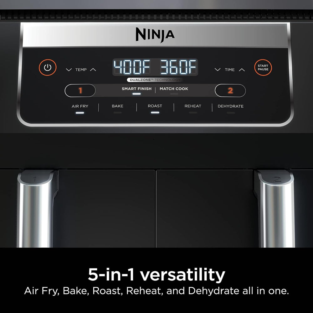 NINJA DZ090 FOODI 6 QUART 5-IN-1 DUALZONE 2-BASKET AIR FRYER, BLACK