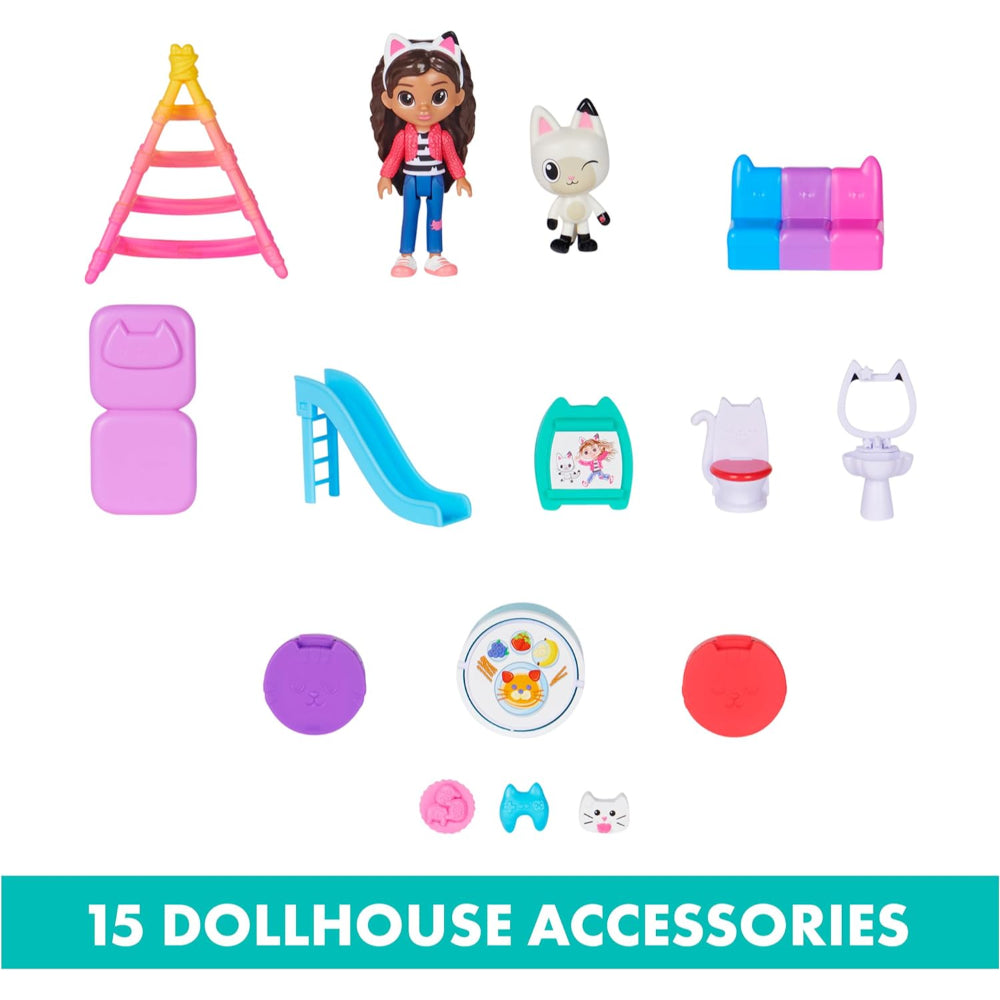 GABBY'S DOLLHOUSE: PURRFECT DOLLHOUSE WITH 15 PIECES, FIGURES, FURNITURE, ACCESSORIES, AND SOUNDS