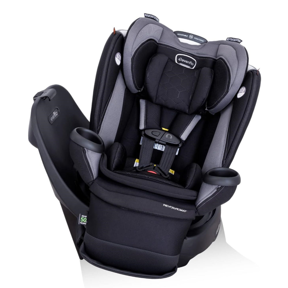 EVENFLO REVOLVE360 EXTEND ALL-IN-ONE ROTATIONAL CAR SEAT WITH QUICK CLEAN COVER (REVERE GRAY)