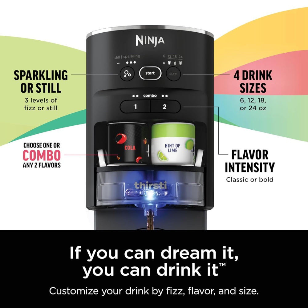 NINJA THIRSTI DRINK SYSTEM, SODA MAKER – WC1001, BLACK