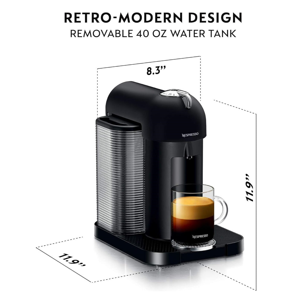 NESPRESSO VERTUO COFFEE AND ESPRESSO MACHINE BY BREVILLE, MATTE BLACK