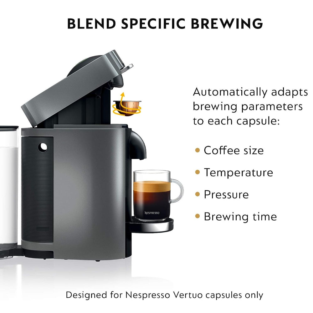 NESPRESSO VERTUO PLUS COFFEE AND ESPRESSO MAKER BY DE'LONGHI, 60 OZ, TITAN