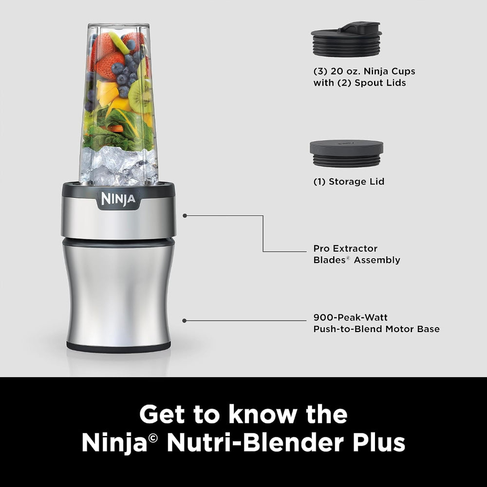 NINJA BN301 NUTRI-BLENDER PLUS COMPACT PERSONAL BLENDER, SILVER