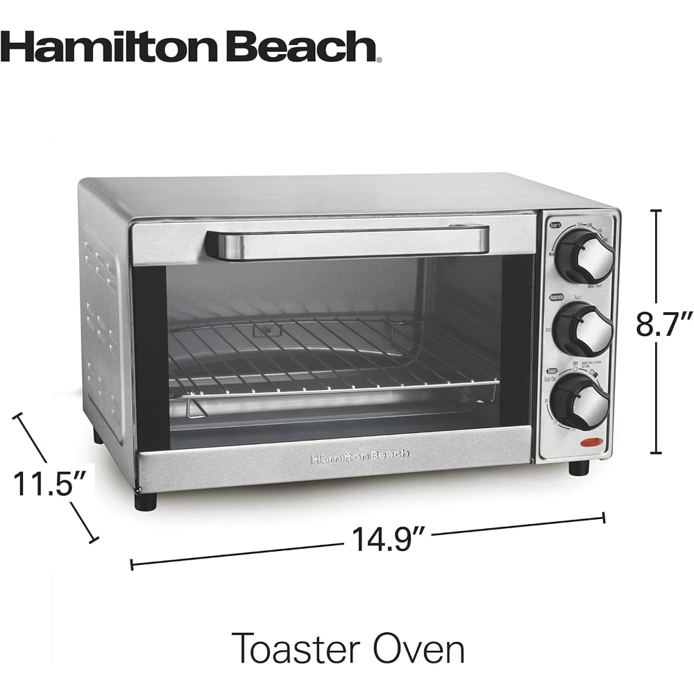 HAMILTON BEACH COUNTERTOP TOASTER OVEN & PIZZA MAKER, STAINLESS STEEL (31401)