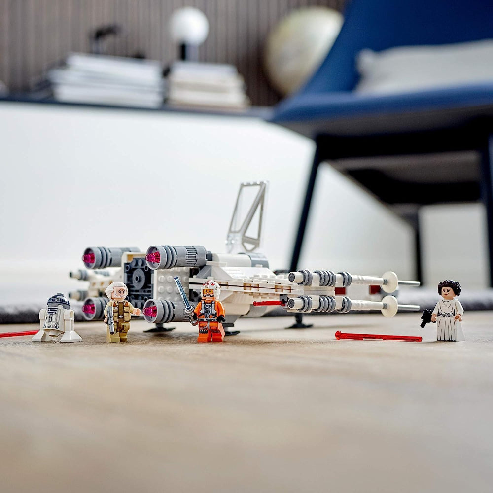 LEGO STAR WARS LUKE SKYWALKER'S X-WING FIGHTER 75301 BUILDING SET – WITH PRINCESS LEIA MINIFIGURE, R2-D2 DROID FIGURE, AND JEDI SPACESHIP