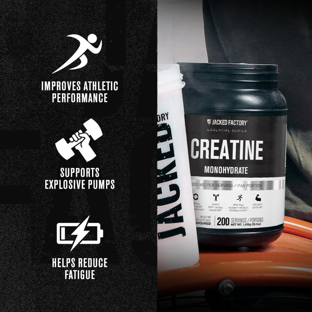 JACKED FACTORY CREATINE MONOHYDRATE POWDER 1000G - CREATINE SUPPLEMENT FOR MUSCLE GROWTH