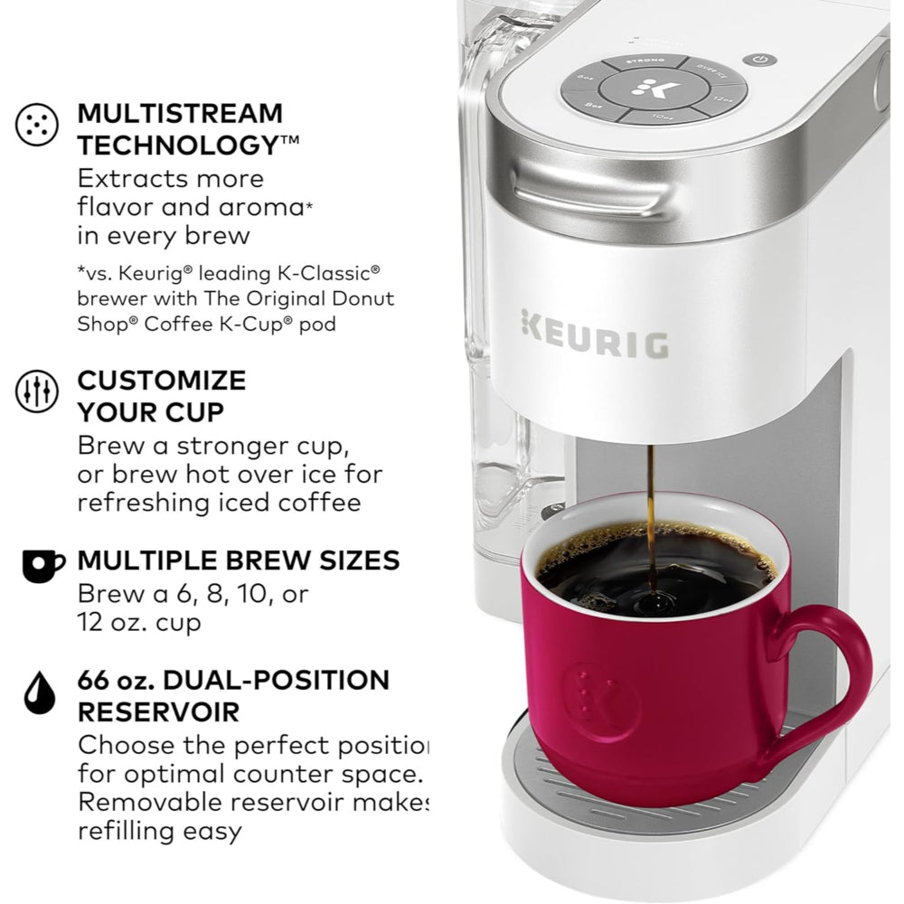 KEURIG K-SUPREME SINGLE SERVE K-CUP POD COFFEE MAKER, MULTISTREAM TECHNOLOGY, WHITE