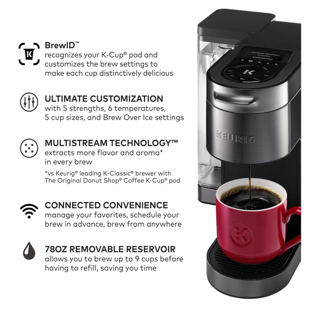 KEURIG K-SUPREME PLUS SMART SINGLE SERVE K-CUP POD COFFEE MAKER, BLACK