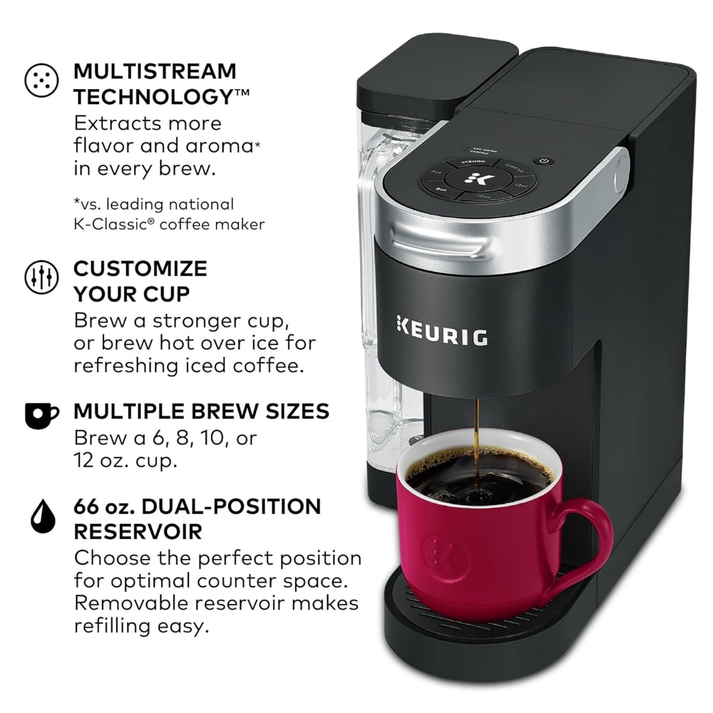 KEURIG K-SUPREME SINGLE SERVE K-CUP POD COFFEE MAKER, MULTISTREAM TECHNOLOGY, BLACK / GRAY