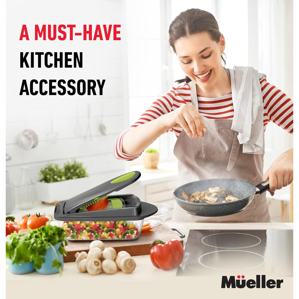 MUELLER PRO-SERIES 8-IN-1 VEGETABLE CHOPPER & SPIRALIZER WITH CONTAINER