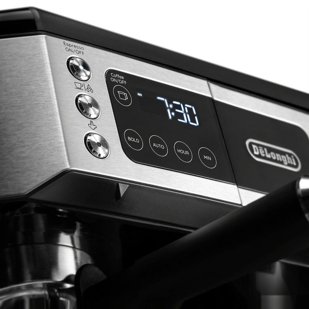 DE'LONGHI ALL-IN-ONE COMBINATION COFFEE MAKER & ESPRESSO MACHINE + MILK FROZER, COM532M, BLACK