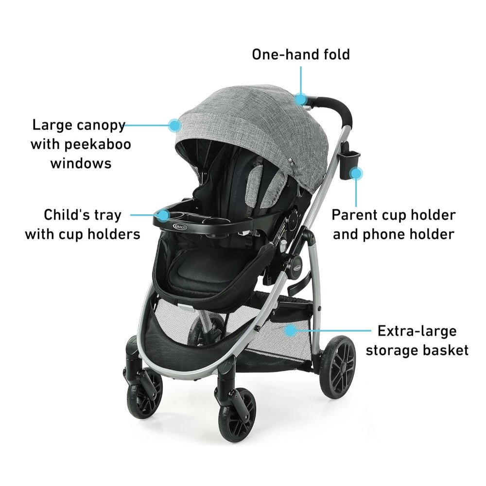 GRACO MODES PRAMETTE TRAVEL SYSTEM, CAR SEAT & STROLLER COMBO, ELLINGTON