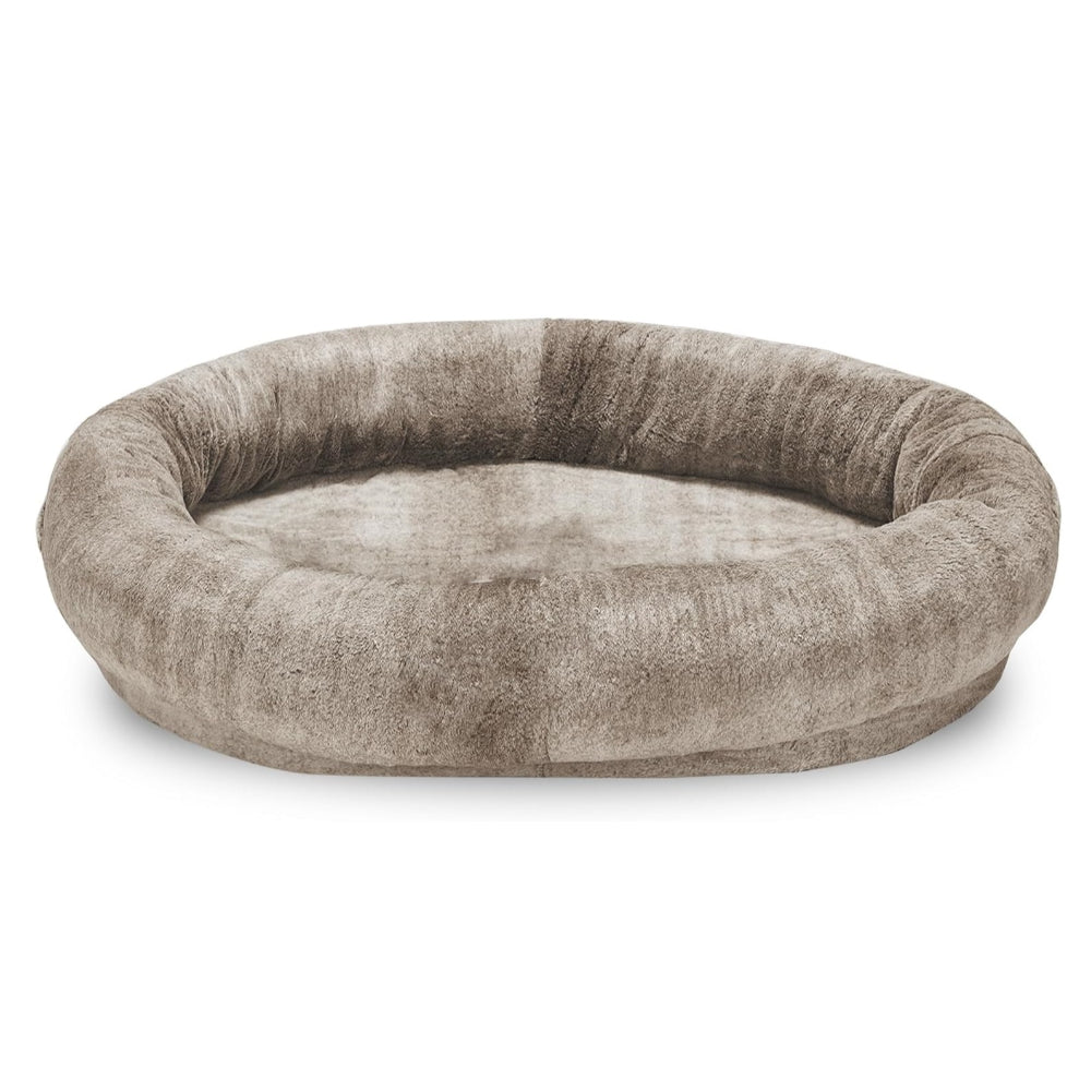 LARGE HUMAN DOG BED WITH BLANKET, BROWN